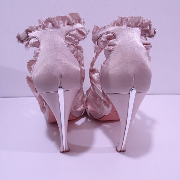 Alexander Mcqueen Satin Ruffle Butterfly Ankle Bowed Sandals NIB 1450 Sz 38 - Picture 8 of 14